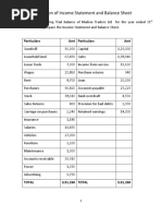 Income Statement and Balance Sheet - Handout 4A