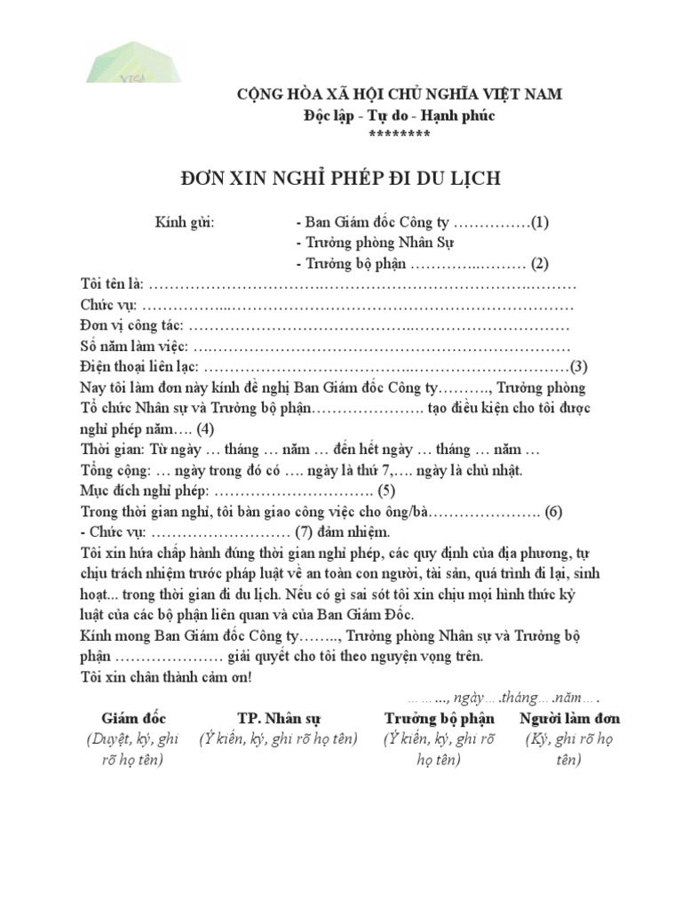 Viet Djon Xin Nghi Phep Tieng Anh La Gi