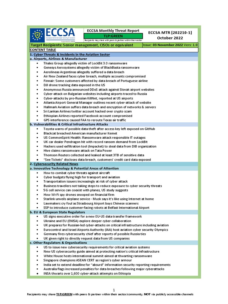 ECCSA MTR 202210 1 Monthly Threat Report October22 v.1.0 | PDF ...