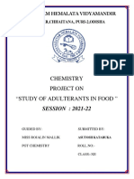 Chemistry Project On "Study of Adulterants in Food ": SESSION: 2021-22