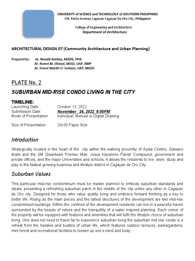 Plate No. 2 Suburban Mid Rise Codominium Liviing in The City 2021 22 | PDF