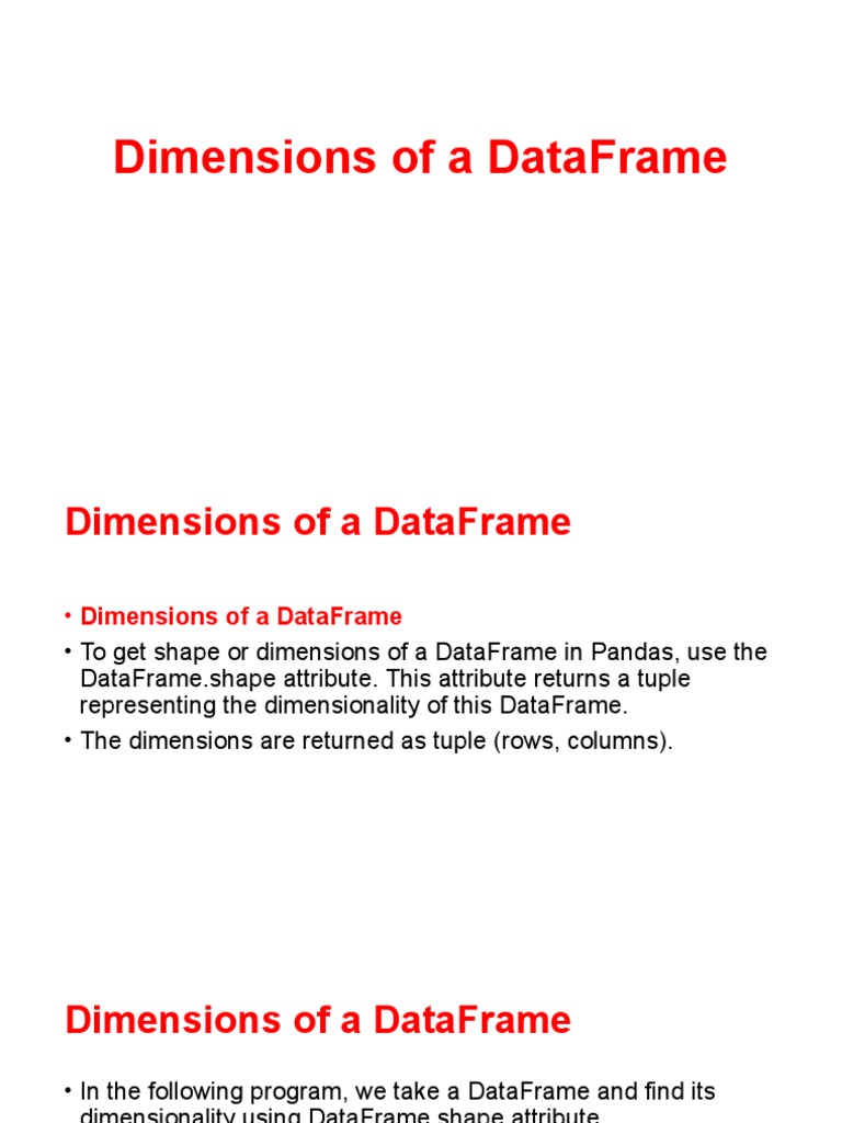 IP Dimensions of A DataFrame PDF