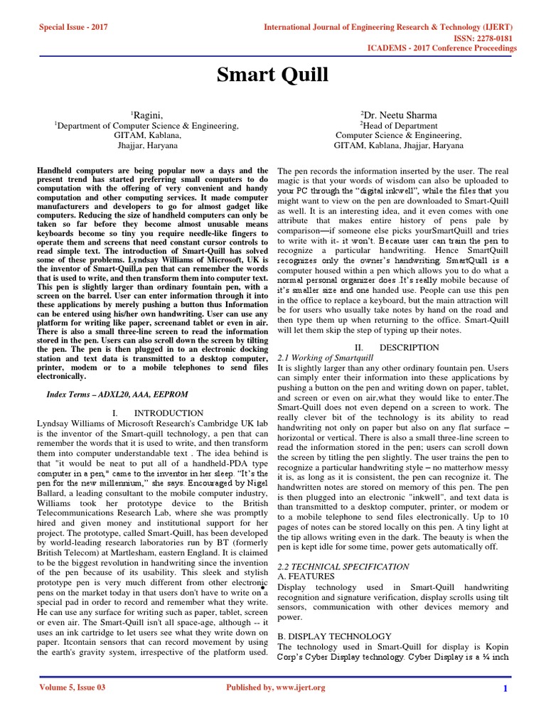 Smart Quill Technology PDF Accelerometer Personal Computers