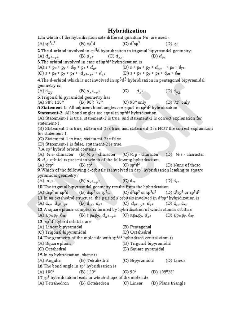 Hybridization Types and Geometries | PDF | Atomic | Atoms