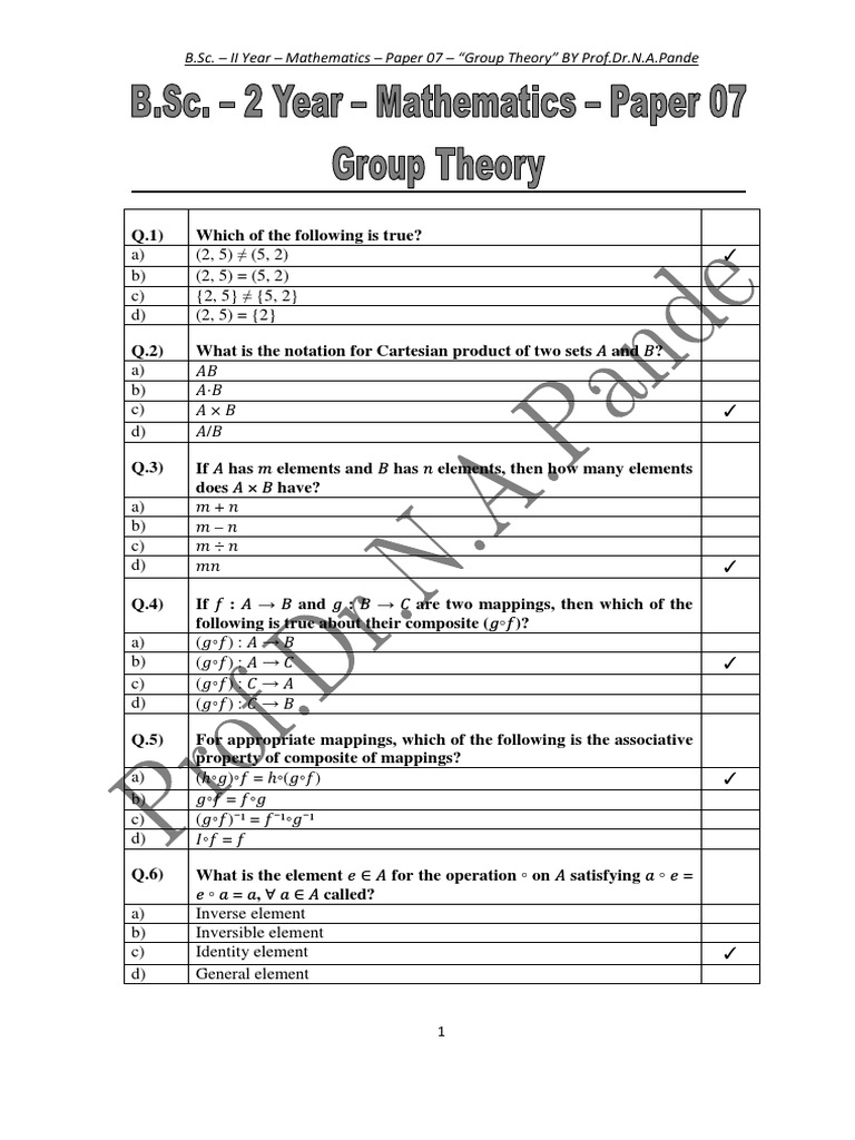 Question Bank (MCQ) - B.sc. 2 Year - Mathematics - Paper 07 - Group ...