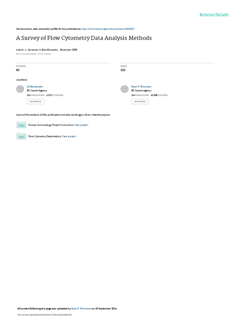 A Survey of Flow Cytometry Data Analysis Methods | PDF | Cluster ...