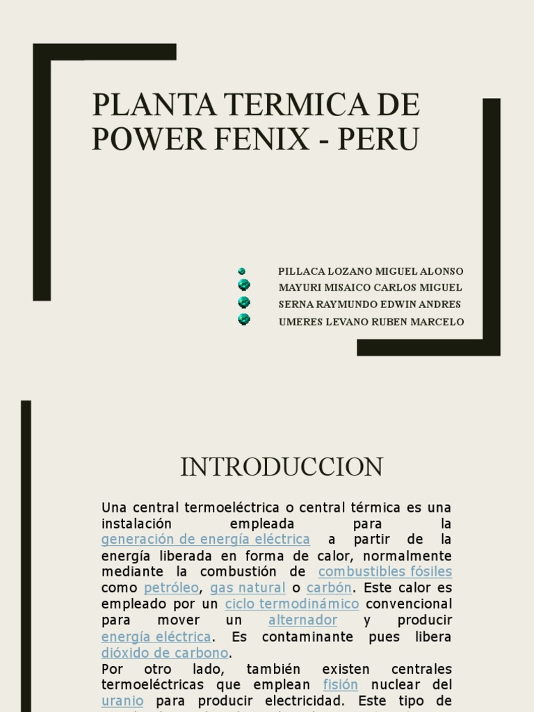 Central Térmica Fénix Power en Perú | PDF | Generación eléctrica ...