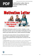 Motivation Letter for PhD, Postdoc, and Other Research Positions