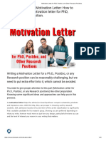 Motivation Letter For PHD, Postdoc, and Other Research Positions