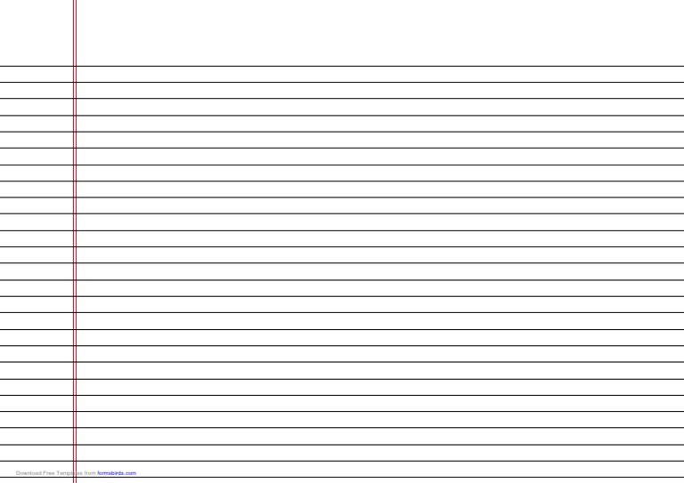 College-Ruled Lined Paper On A4-Sized Paper in Landscape