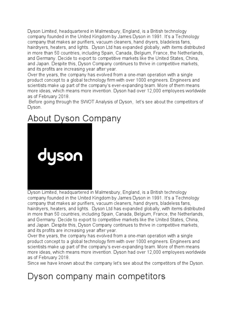 A Comprehensive Overview of Dyson Limited From its Founding and