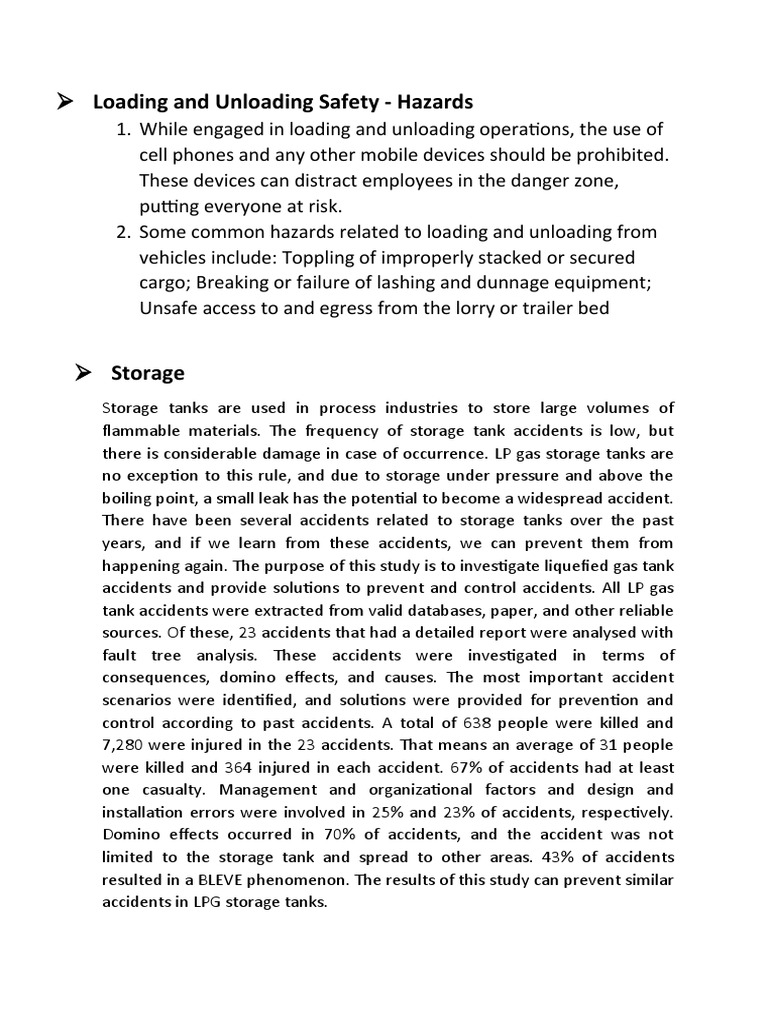 Loading and Unloading Safety Hazards | PDF