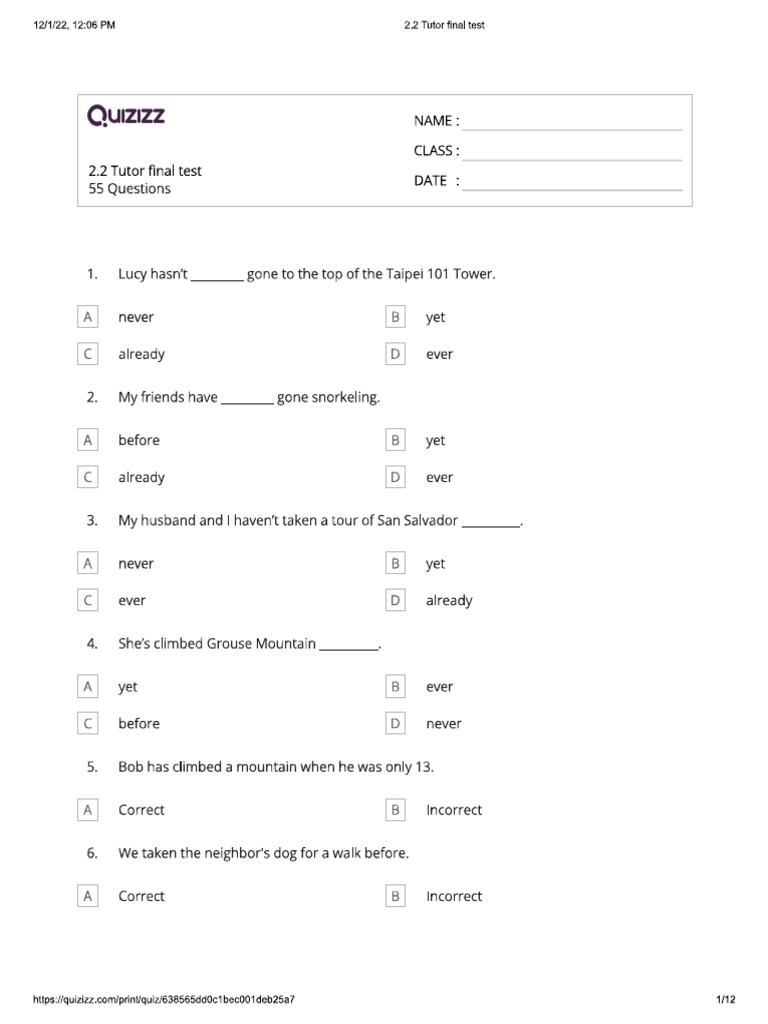 2.2 Tutor Final Test Quizizz PDF