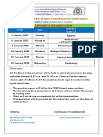 Date Sheet Pre Board 2 Grades XII (2022-2023)