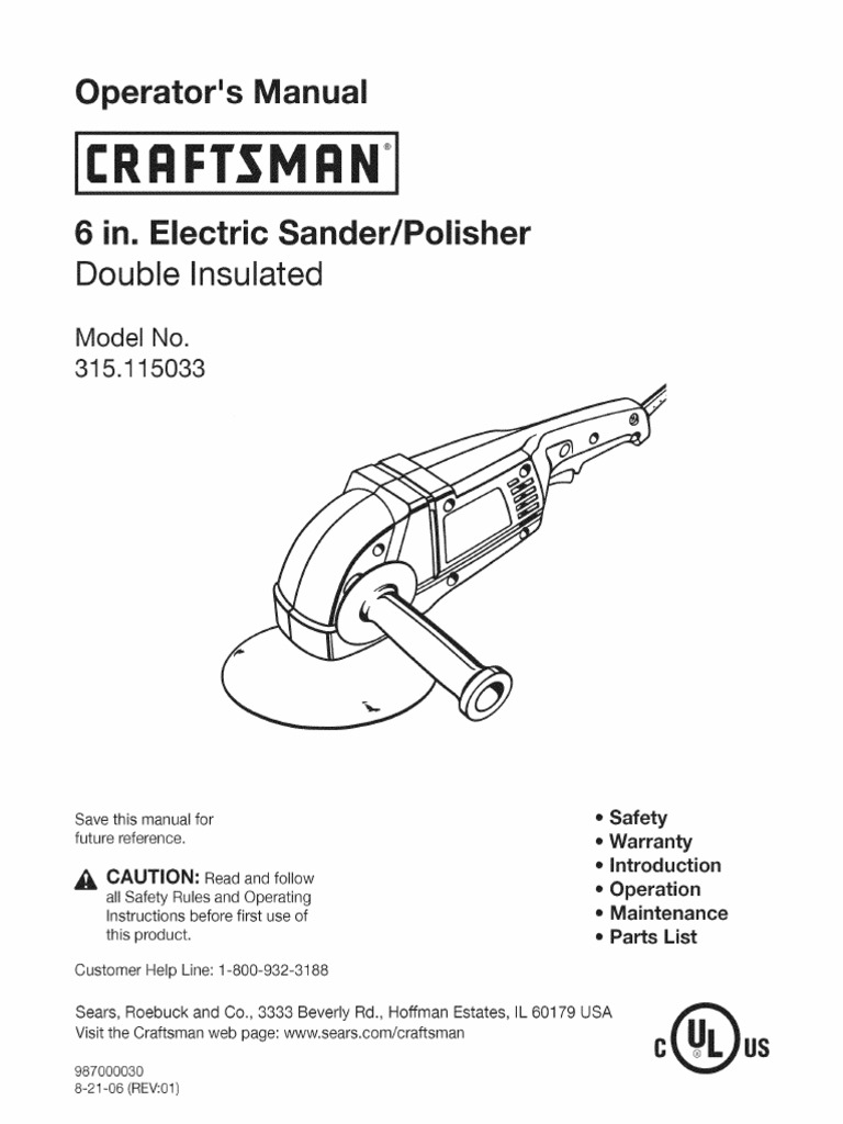 Sander/Polisher Double Insulated: Operator's Manual | PDF | Electrical ...