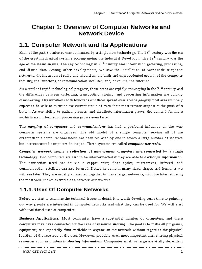Ch 1_ Overview of Computer Networks and Network Device PDF Network