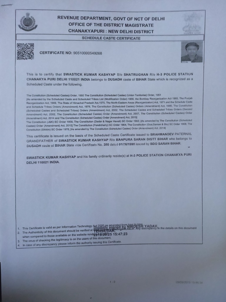 Caste Certificate | PDF | Social Groups Of India | Dalit
