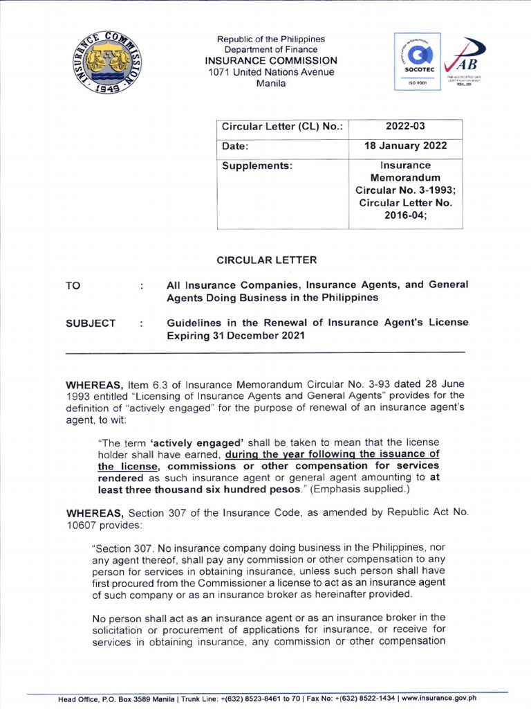 Insurance Agent License Renewal Guidelines | PDF | Insurance Broker ...