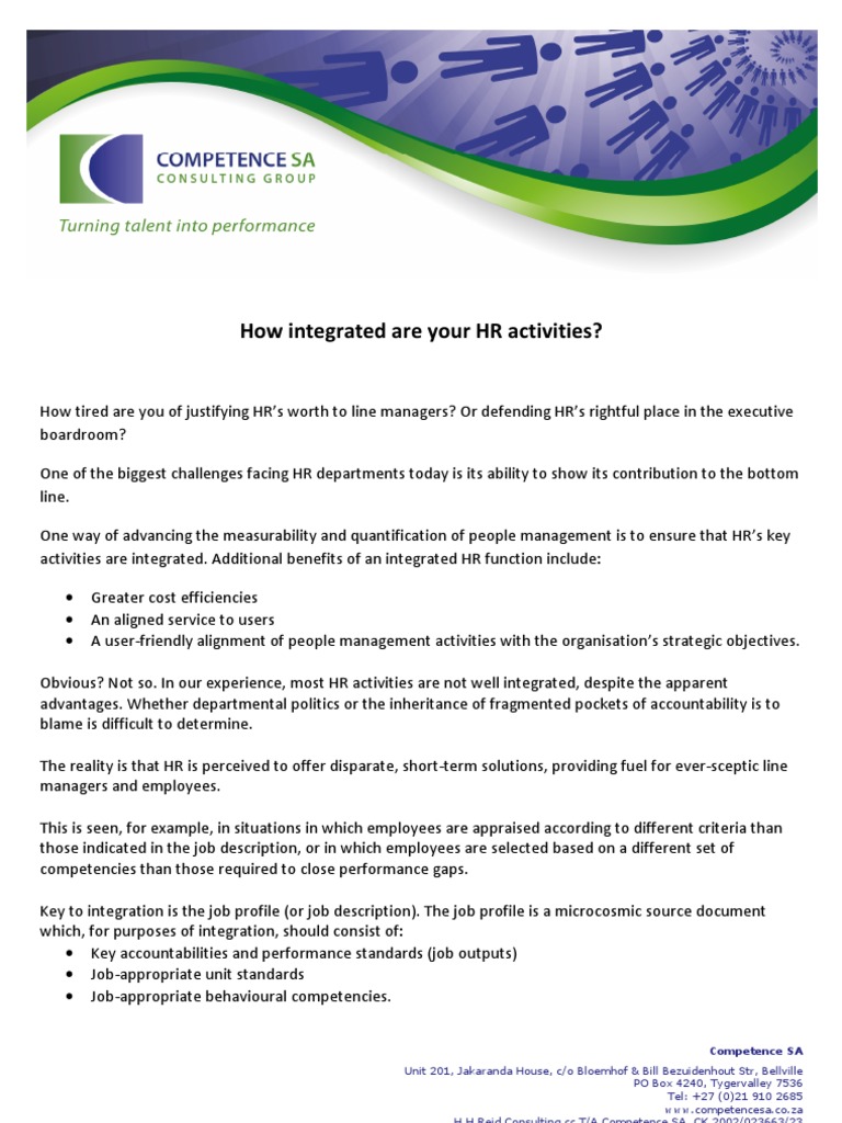 How Integrated Are Your HR Activities?: Competence SA | PDF ...