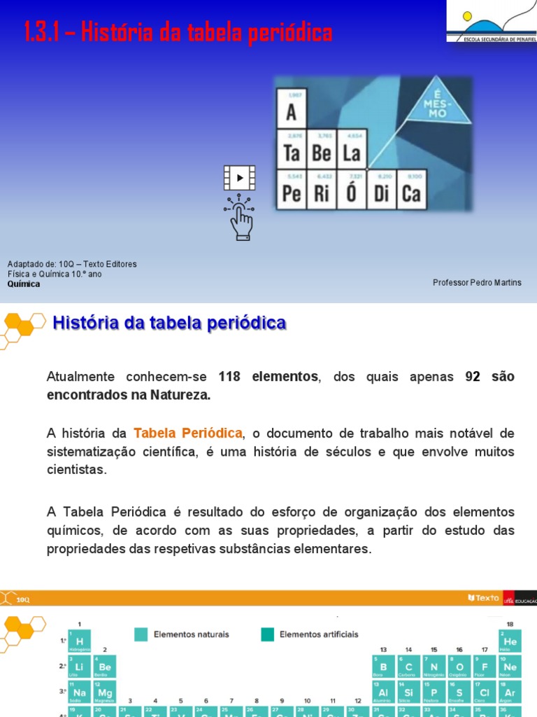 Primeiro Modelo da Tabela Periódica | PDF | Tabela periódica | Átomos