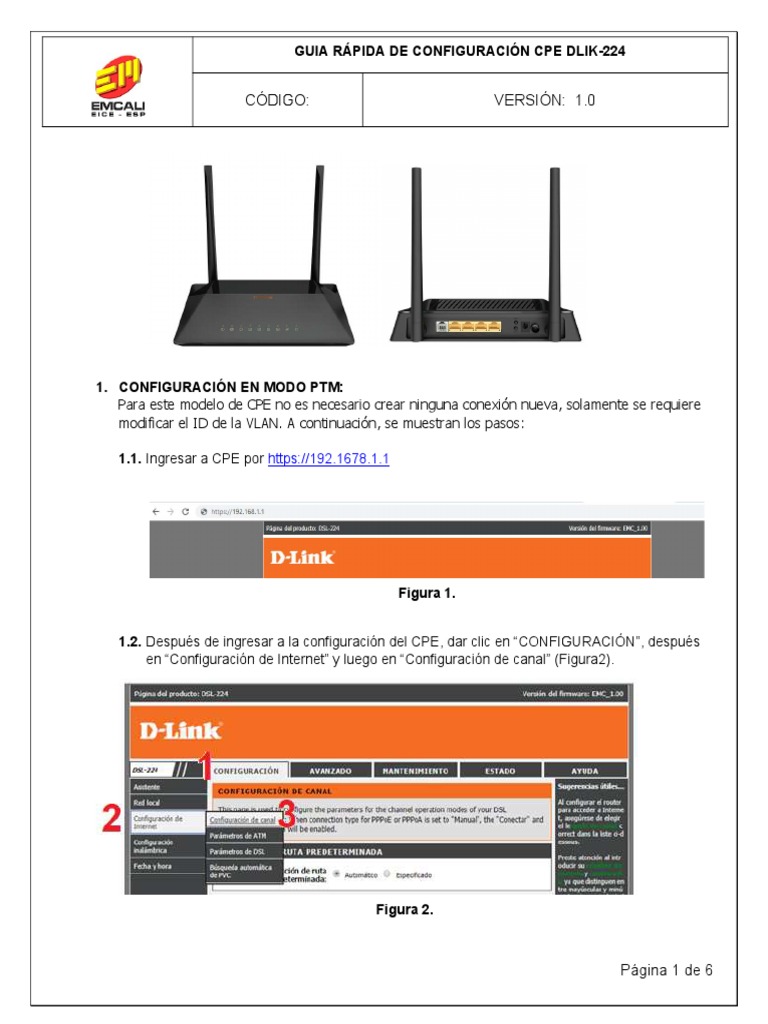 Configuración en Modo PTM Dlink DSL 224 Descargar gratis PDF