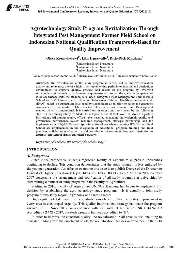 Agrotechnology Study Program Revitalization Throug | PDF | Educational ...