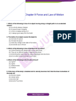 Class 9 Physics Chapter 9 Force and Law of Motion MCQs