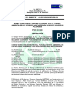 NTON 05 013-01 Control Ambiental Rellenos Sanitarios Desechos...