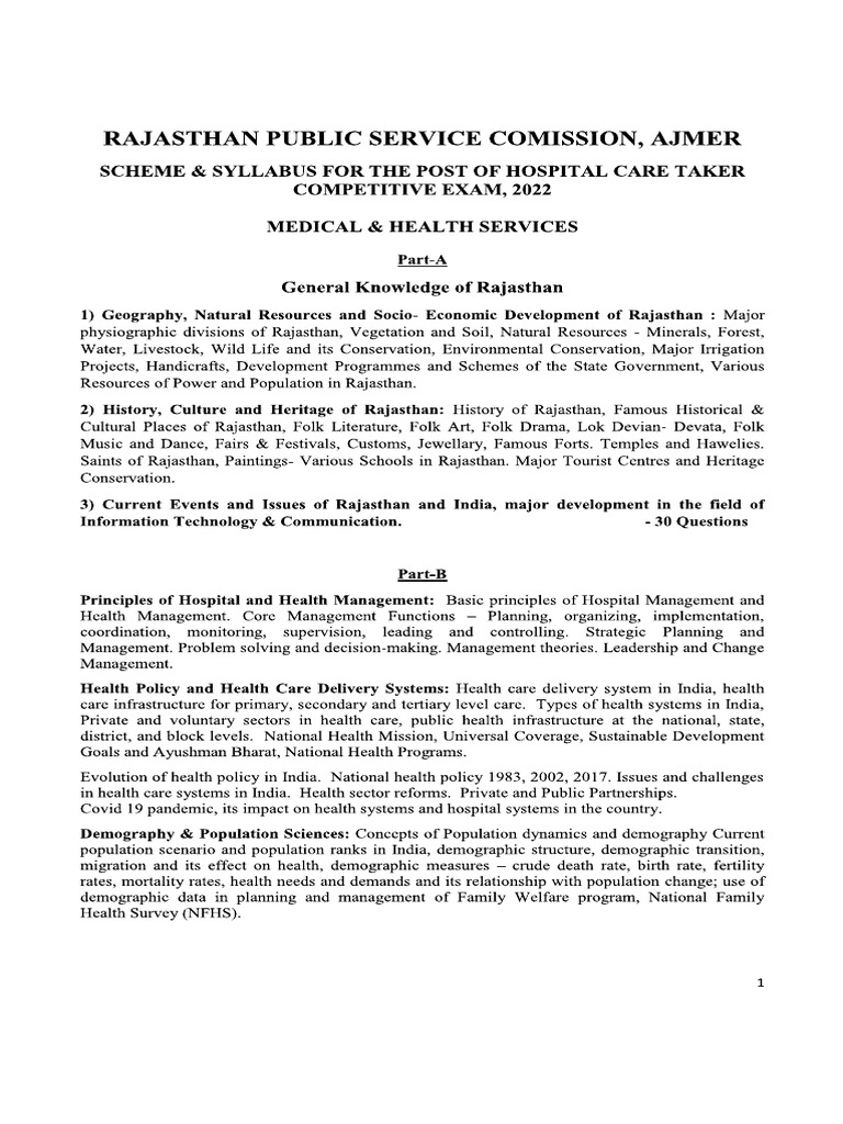 Syllabus Hospital PDF