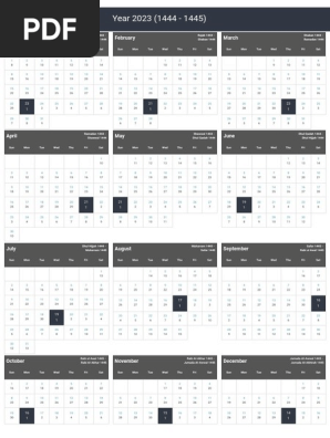 Monthly Islamic Calendar