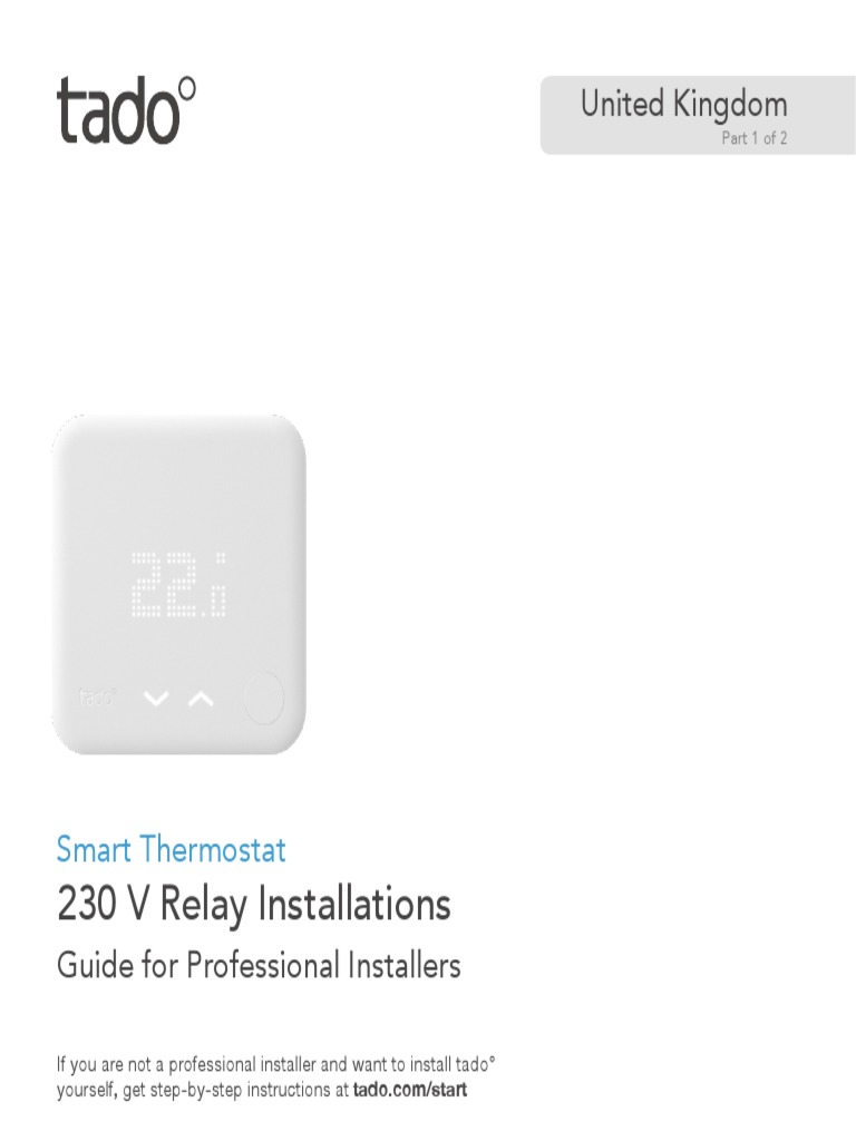 Tado Smart Thermostat Installation Guide PDF Thermostat Switch