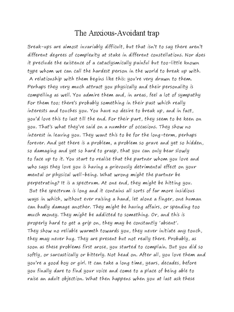The Anxious Avoidant Trap Pdf