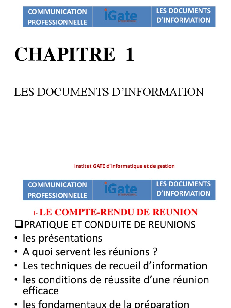 Documents d'information en réunion | PDF | la communication | Informations