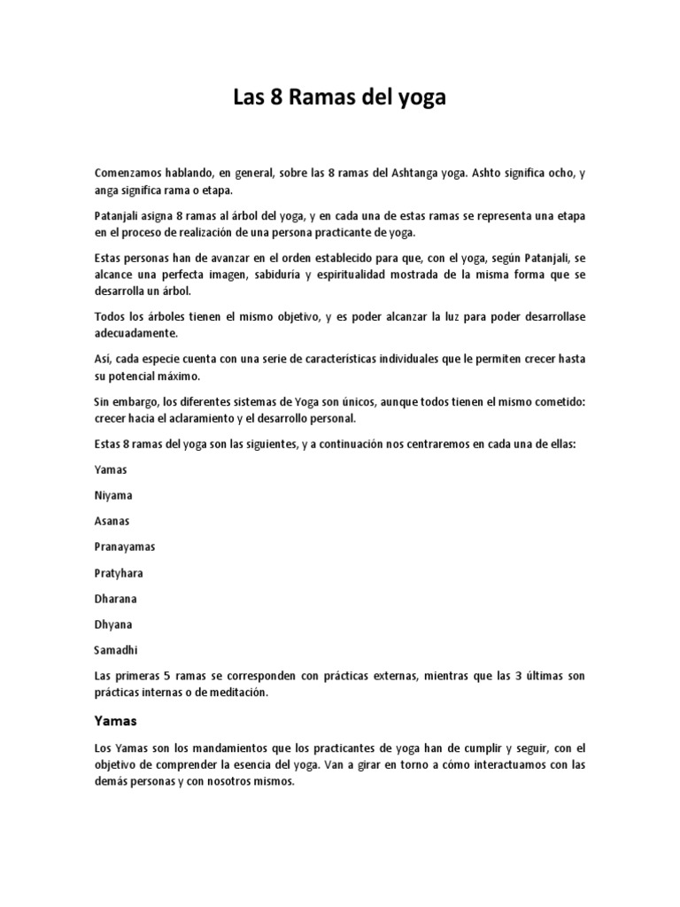 Las 8 Ramas del Yoga de Patanjali | PDF | Religión y espiritualidad