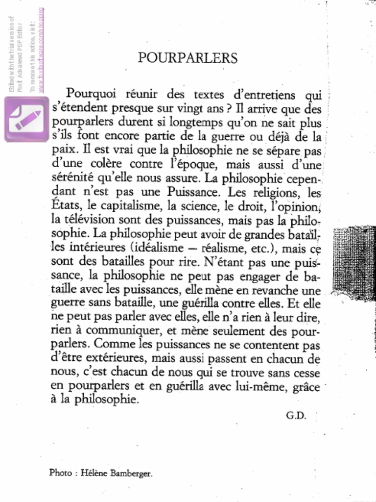 DELEUZE Gilles 1990 Pourparlers PDF | PDF