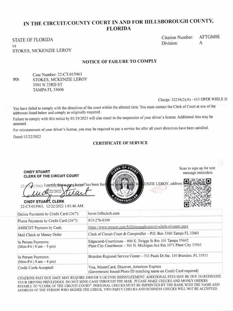 Notice of Court Compliance Failure | PDF | Credit Card | Visa Inc.