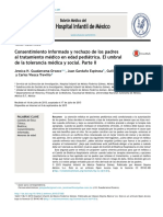 Consentimiento Informado y Rechazo de Los Padres Al Tratamiento Médico en Edad Pediátrica