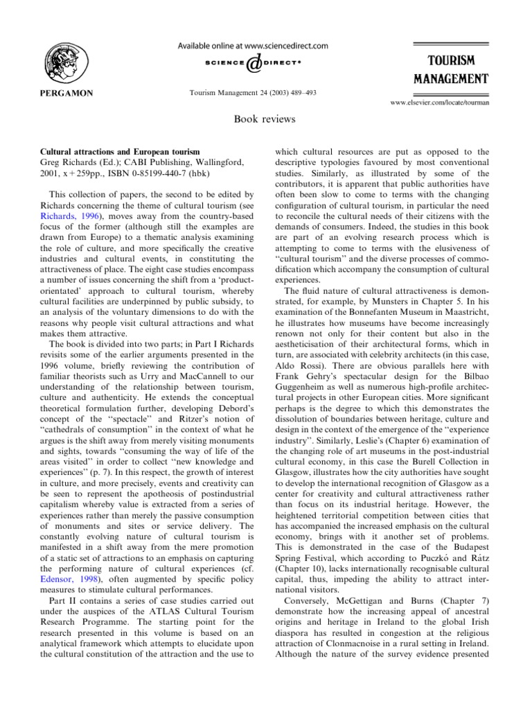 Cultural Attractions in European Tourism | PDF | Tourism | Creativity