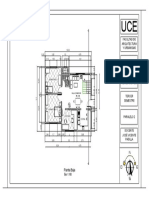Diseño de planta baja de vivienda unifamiliar en escala 1:100