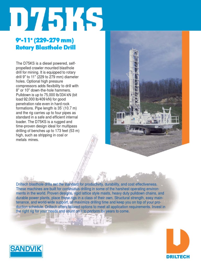 D75KS Diesel Blasthole Drill Overview | PDF | Drill | Drilling
