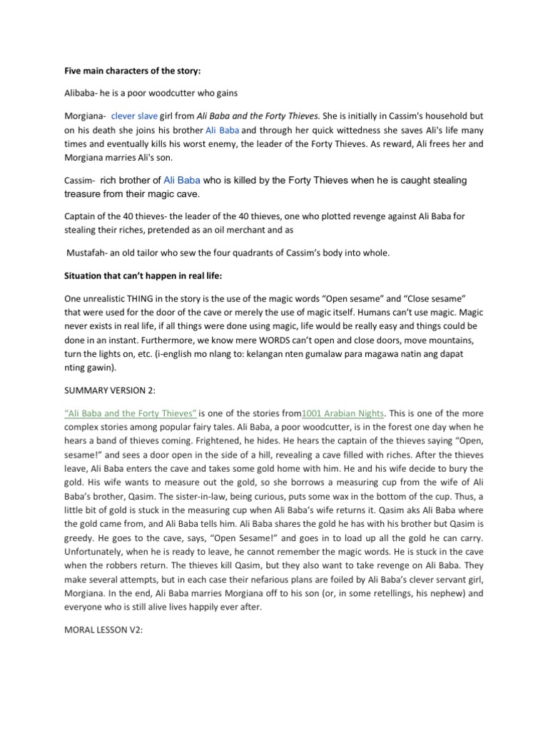 Alibaba And The Forty Thieves Pdf