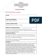 Prática de Ensino em Educação Infantil - Modelo Atividade III - Plano de Atividades