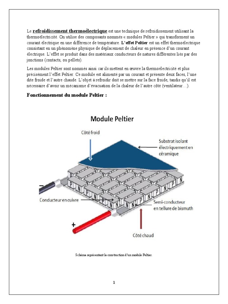 Fonctionnement des modules Peltier | PDF | Technologie énergétique ...