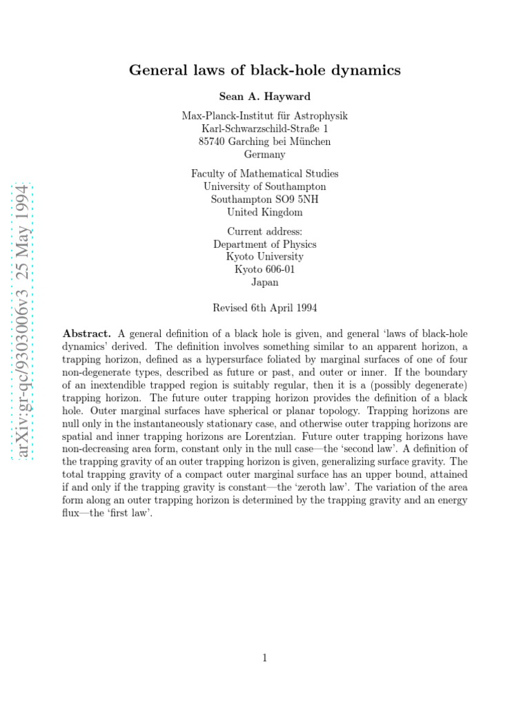 Sean Hayward General Laws of BlackHole Dynamics PDF Event Horizon Black Hole