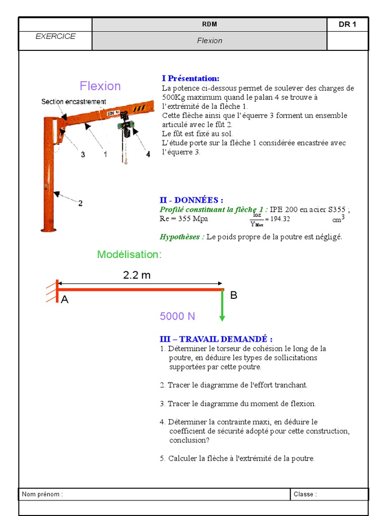 Exo 100 RDM Flexion Potence | PDF | Flexion (matériau) | Ingénierie des ...