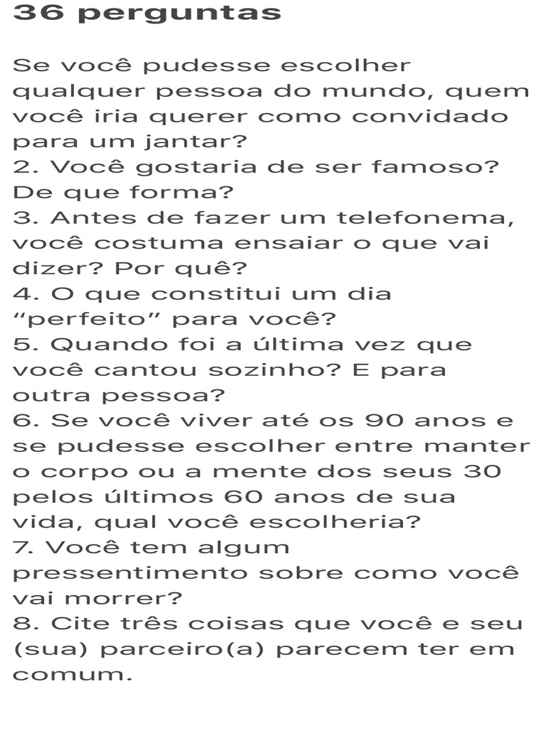 36 Perguntas Que Vao Fazer Voce Se Apaixonar, PDF, Amizade