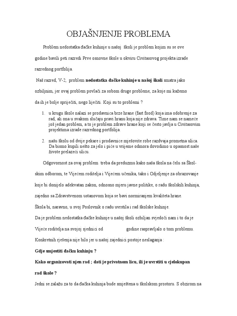 Objašnjenje Problema | PDF