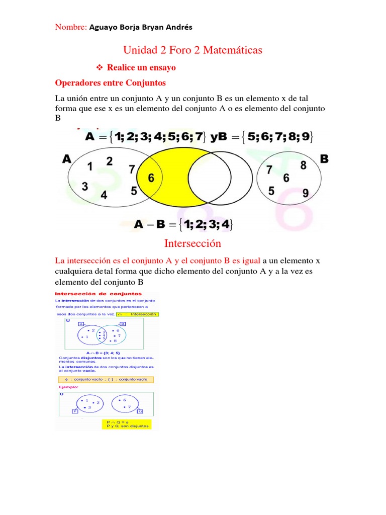 Unidad 2 Foro 2 Matemáticas | PDF