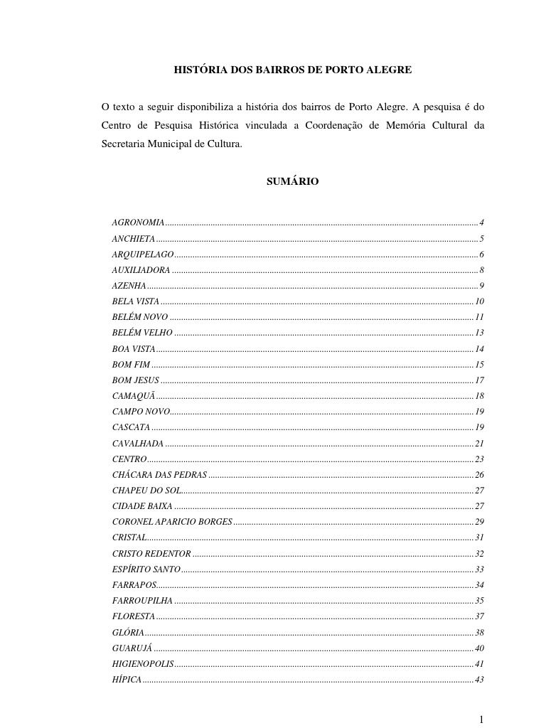 Historia Dos Bairros de Porto Alegre | PDF