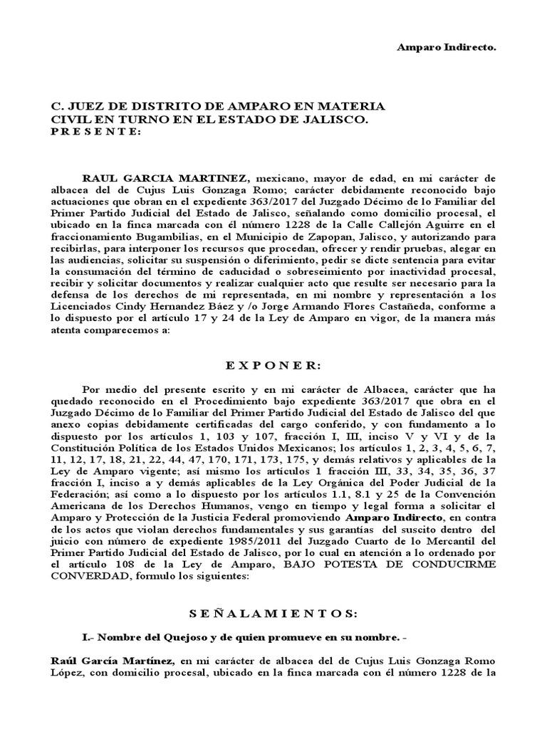 Amparo Indirecto de Raúl García Martínez | PDF | Caso de ley ...